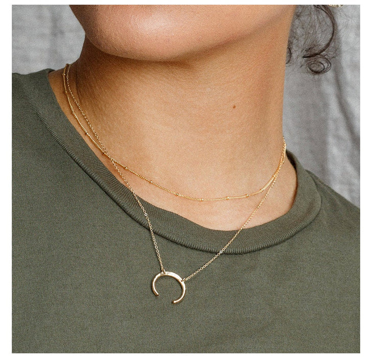 Dainty Gold Crescent Moon Necklace – Minimalist Boho Charm