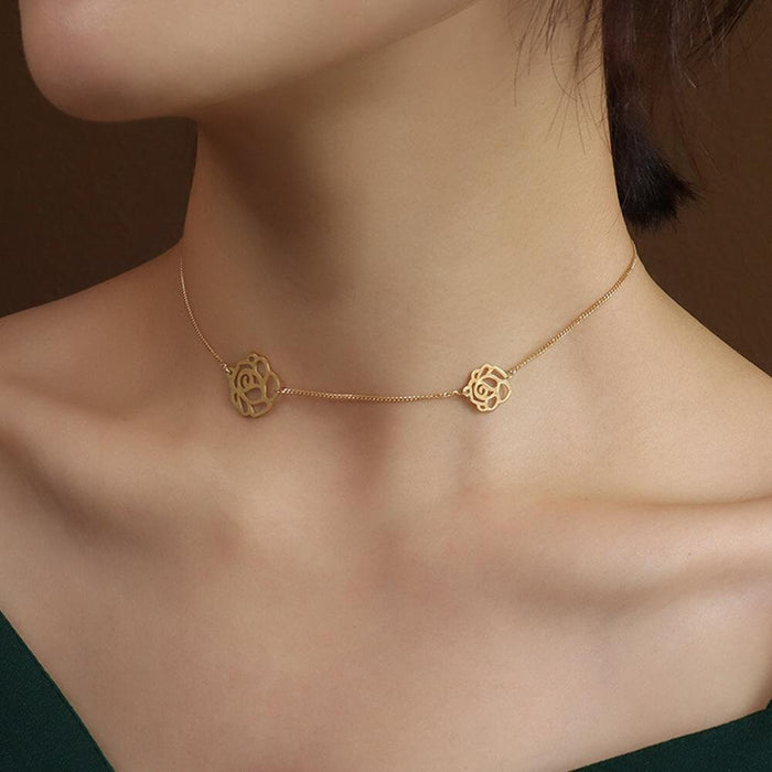 Gold Rose Choker – Delicate Floral Pendant Necklace